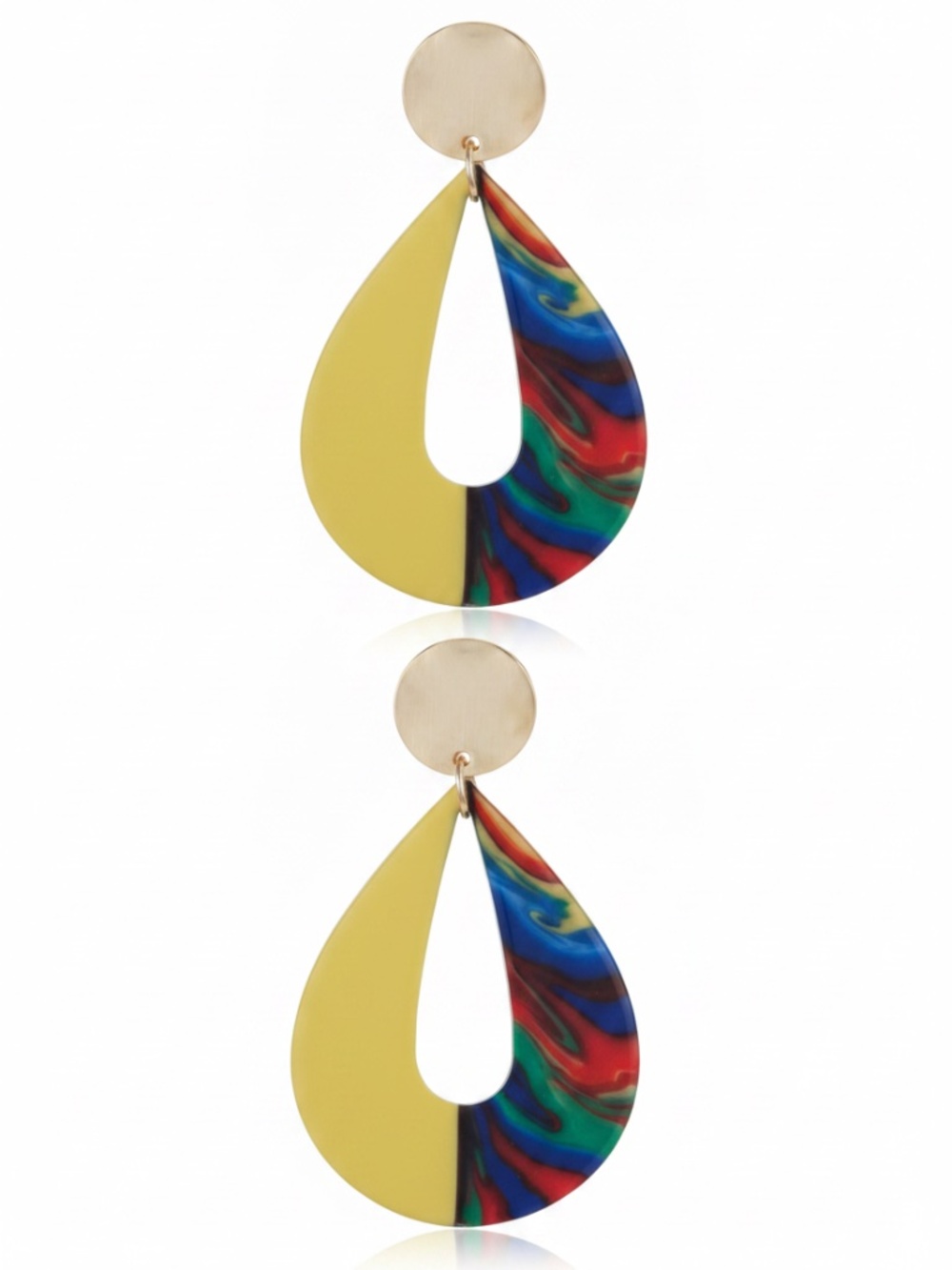 Womens Tear Drop Multi-Color Drop Acrylic‎ Post Earrings